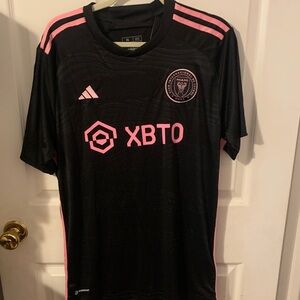 Adidas Black and Pink Soccer Jersey